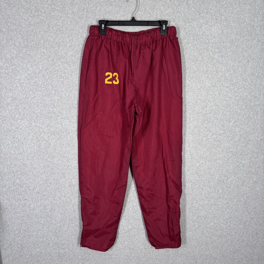 VINTAGE 90s Track Pants Mens Large Maroon Gold 23 UMD U‎ of M Fleece Lined USA